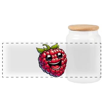 Himbeeren Himbeeren - Panorama Keksdose mit Holzdeckel - Weiß - Vorne