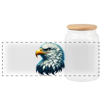 Eagle - Panoramic Cookie Jar with Wooden Lid - white - Front