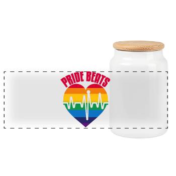 PRIDE BEATS: Celebrate Pride and Unity - Panoramic Cookie Jar with Wooden Lid - white - Front