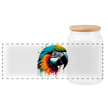 Parrot - Panoramic Cookie Jar with Wooden Lid - white - Front