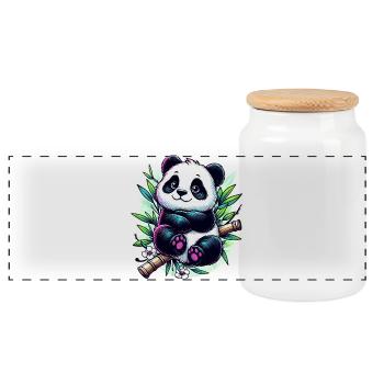 Panda - Boîte à biscuits avec couvercle en bois - blanc - Devant