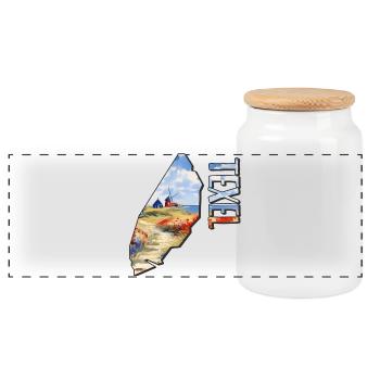Carte aquarelle de Texel - Boîte à biscuits avec couvercle en bois - blanc - Devant