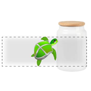 Schildkröte mit Schild - lustiges Tier - Panorama Keksdose mit Holzdeckel - Weiß - Vorne
