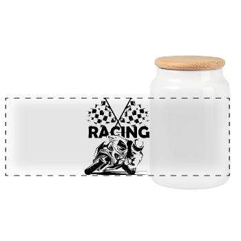 Motorcycle Racing Moto Race Track Icon Logo icon - Panoramic Cookie Jar with Wooden Lid - white - Front