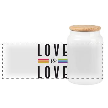 LGBTQ Pride Month - Love is Love - Panoramic Cookie Jar with Wooden Lid - white - Front