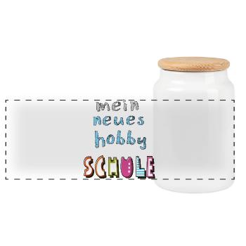 Schule Schulkind - Panorama Keksdose mit Holzdeckel - Weiß - Vorne
