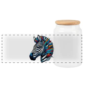Zebra - Panorama Keksdose mit Holzdeckel - Weiß - Vorne