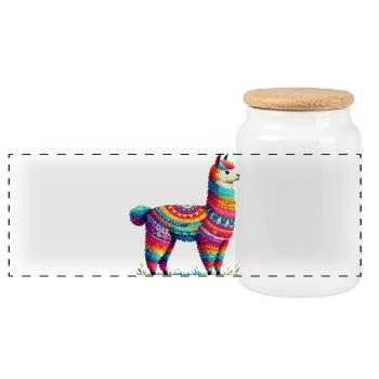 Alpaga - Boîte à biscuits avec couvercle en bois - blanc - Devant