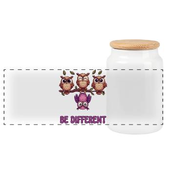 Blending In Is So Overrated Be Different Cute Owls - Panoramic Cookie Jar with Wooden Lid - white - Front