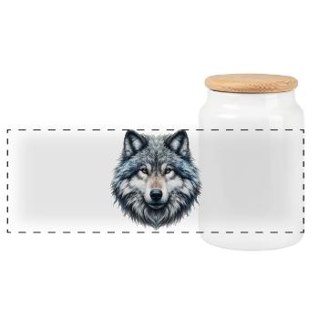 Wolf - Panorama Keksdose mit Holzdeckel - Weiß - Vorne