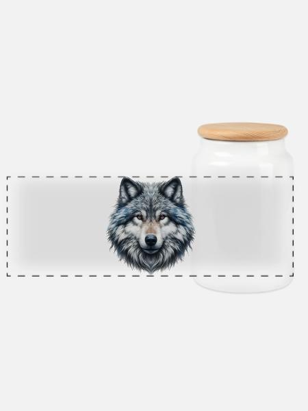 Wolf - Panorama Keksdose mit Holzdeckel - Weiß