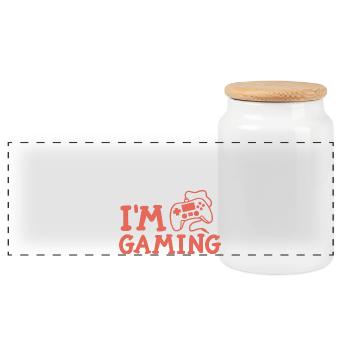 Gaming Gamer - Panorama Keksdose mit Holzdeckel - Weiß - Vorne