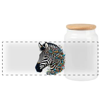 Zebra - Panorama Keksdose mit Holzdeckel - Weiß - Vorne