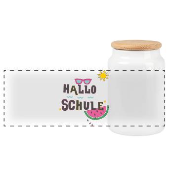 Bonjour l’école, inscription à l’école - Boîte à biscuits avec couvercle en bois - blanc - Devant