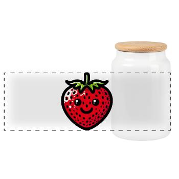 Fraise Fraises - Boîte à biscuits avec couvercle en bois - blanc - Devant