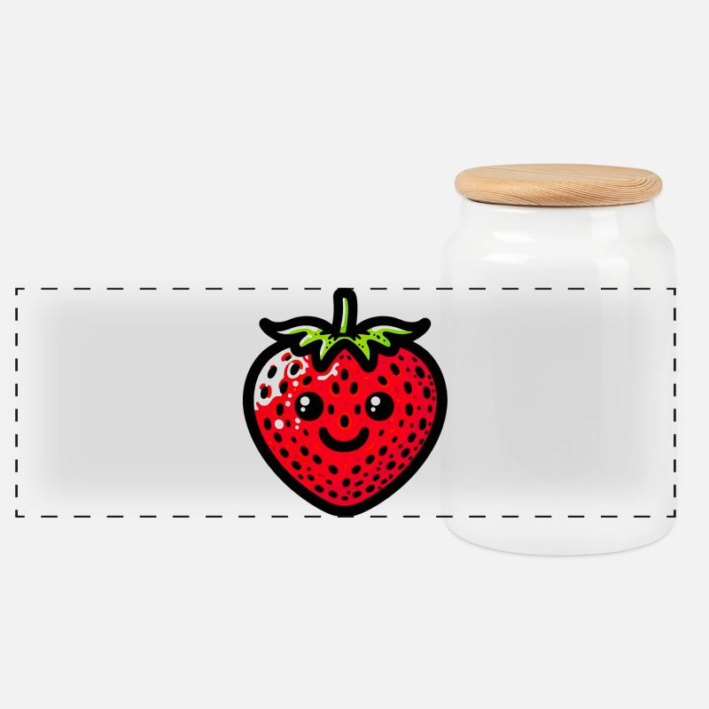 Erdbeeren Erdbeeren - Panorama Keksdose mit Holzdeckel - Weiß