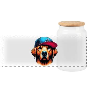 Hund - Panorama Keksdose mit Holzdeckel - Weiß - Vorne