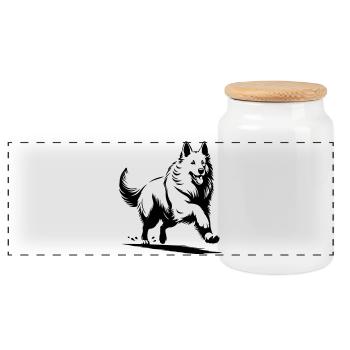 Swiss Shepherd - Panoramic Cookie Jar with Wooden Lid - white - Front