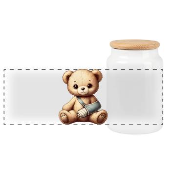 Ours en peluche réconfortant comme doudou - Boîte à biscuits avec couvercle en bois - blanc - Devant