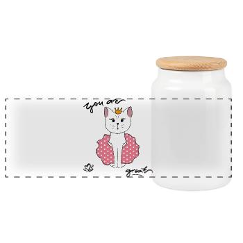 You are great, Katze - Panorama Keksdose mit Holzdeckel - Weiß - Vorne