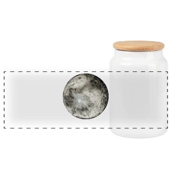 look at the moon, it's free (white letters) - Panoramic Cookie Jar with Wooden Lid - white - Front