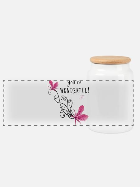 You 're wonderful - Panorama Keksdose mit Holzdeckel - Weiß