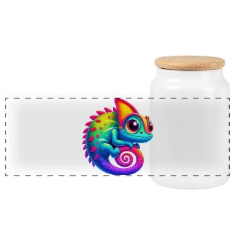 Caméléon - Boîte à biscuits avec couvercle en bois - blanc - Devant
