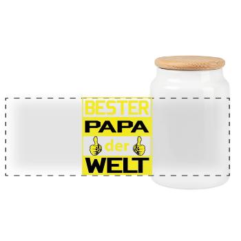 Bester Papa der Welt - stolz zum Zeigen - Panorama Keksdose mit Holzdeckel - Weiß - Vorne