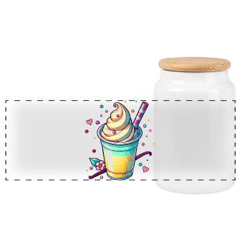 Seductive Vanilla Dreams: Vanilla Milkshake - Panoramic Cookie Jar with Wooden Lid - white - Front