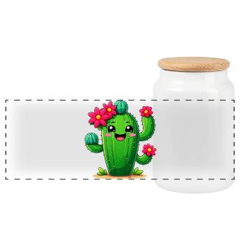 Cactus - Boîte à biscuits avec couvercle en bois - blanc - Devant