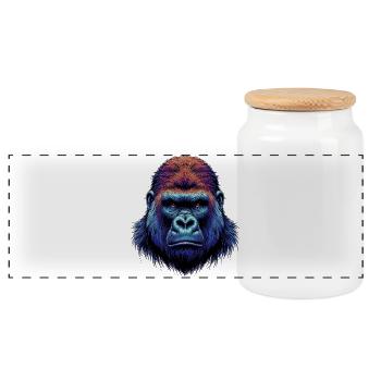Gorilla - Panorama Keksdose mit Holzdeckel - Weiß - Vorne