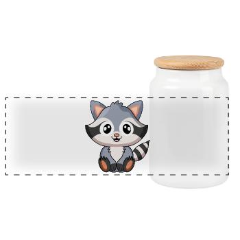 Raton laveur - Boîte à biscuits avec couvercle en bois - blanc - Devant