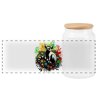 Lémurien - Boîte à biscuits avec couvercle en bois - blanc - Devant