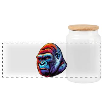 Gorille - Boîte à biscuits avec couvercle en bois - blanc - Devant