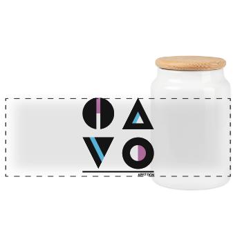 Abstrakte Geometrie Design - Stylische Mode - Panorama Keksdose mit Holzdeckel - Weiß - Vorne