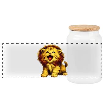 Chat Lion - Boîte à biscuits avec couvercle en bois - blanc - Devant
