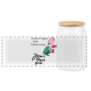 La bénédiction de Dieu le jour de votre anniversaire - Boîte à biscuits avec couvercle en bois - blanc - Devant