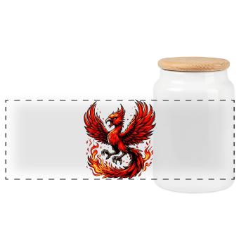 Red Phoenix - Panoramic Cookie Jar with Wooden Lid - white - Front