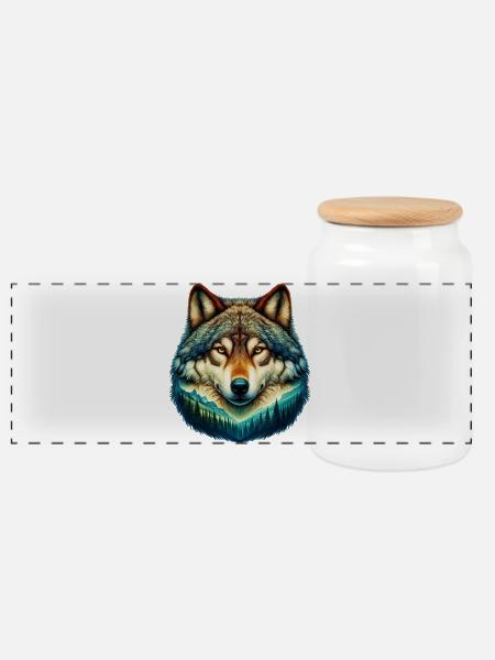 Wolf - Panorama Keksdose mit Holzdeckel - Weiß