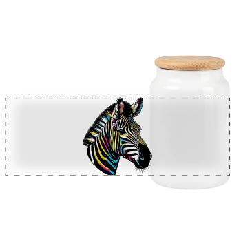 Zèbre - Boîte à biscuits avec couvercle en bois - blanc - Devant
