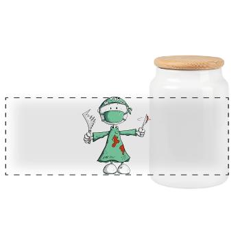Docteur Chirurgien Stick Figure Professions Dessin animé - Boîte à biscuits avec couvercle en bois - blanc - Devant
