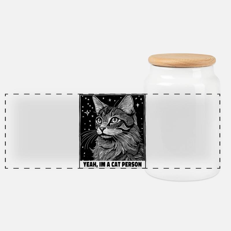 Chat personne chat animal de compagnie déclaration - Boîte à biscuits avec couvercle en bois - blanc