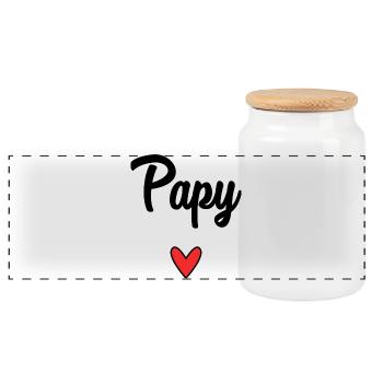 GRANDPA. FATHER'S DAY. HAPPY GRANDPA'S DAY. I LOVE YOU. - Panoramic Cookie Jar with Wooden Lid - white - Front