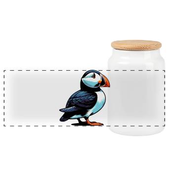 Macareux - Boîte à biscuits avec couvercle en bois - blanc - Devant