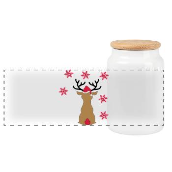 Sticker Renne dans la neige pour Noël - Boîte à biscuits avec couvercle en bois - blanc - Devant