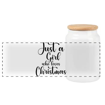 Girl Loves Christmas - Panorama Keksdose mit Holzdeckel - Weiß - Vorne