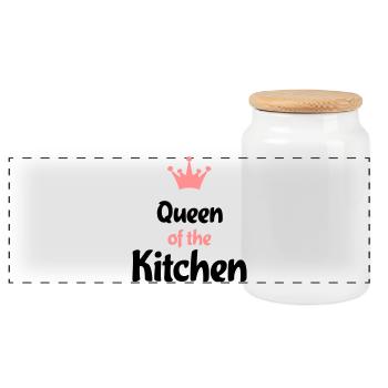 Cooking apron for your dinner - Panoramic Cookie Jar with Wooden Lid - white - Front