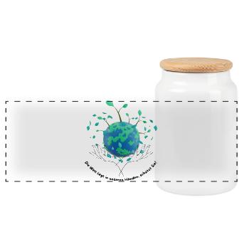 The world is in our hands, protect it! - Panoramic Cookie Jar with Wooden Lid - white - Front