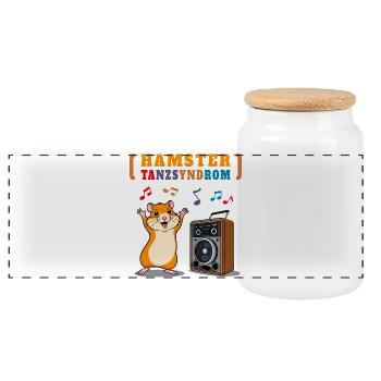 Hamster Dance Syndrome - Panoramic Cookie Jar with Wooden Lid - white - Front