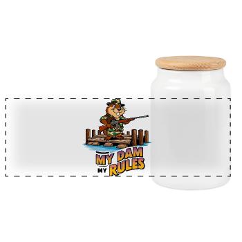 Bieber Security Guard - Panoramic Cookie Jar with Wooden Lid - white - Front